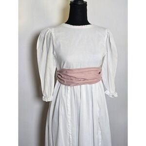 MNG Mango Girls Maxi Dress 12 Years White Cotton Pink Sash Cottagecore prairie